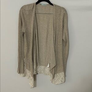 Maurices Tan Cardigan with Lace Detail
